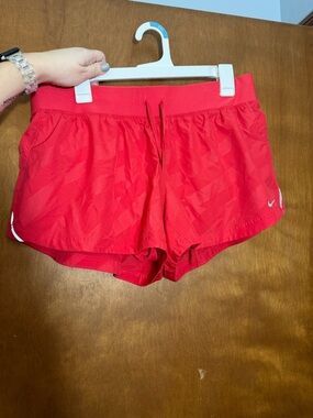 Nike Women's Bright Red Athletic Running Shorts with Drawcord